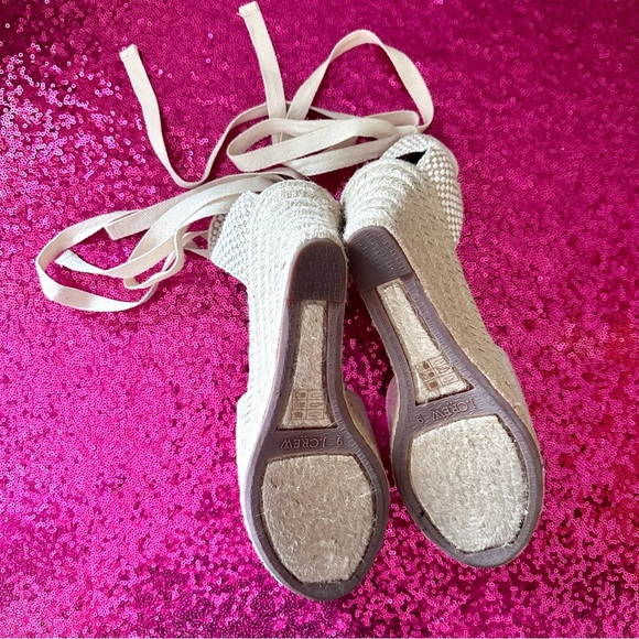 🍦J.CREW Ivory Metallic Linen and Jute Wedge Heel Espadrilles - Picture 5 of 8